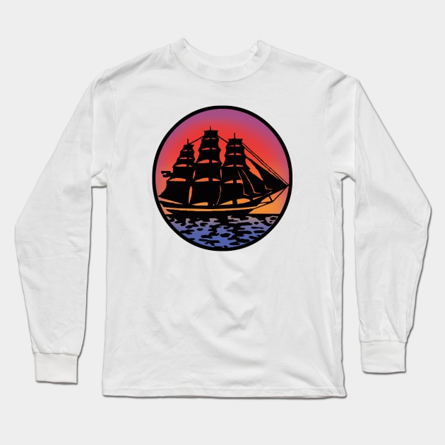 Pirate Ship (color) Long Sleeve T-Shirt by PsychicCat